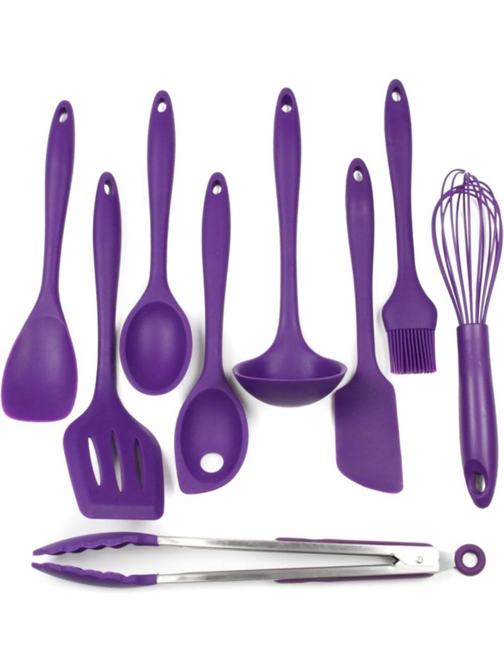 9-Piece Premium Silicone Kitchen Utensil Set - Heat Resistant, Non-Stick, Purple